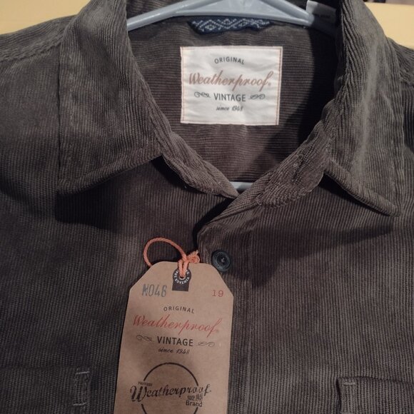 Original weatherproof mens medium vintage olive cordoroy button long sleeve - Picture 8 of 8